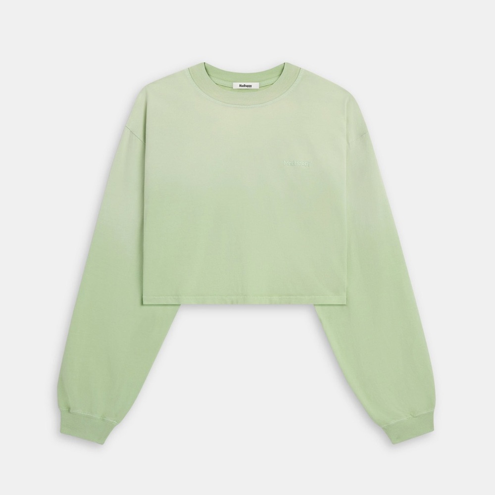 Madhappy Cropped Midweight Jersey Long Sleeve Tee in Patina